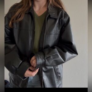 St. John’s Bay Black Genuine Leather Jacket – Size L